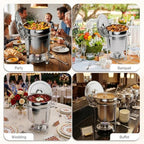 7QT Soup Chafer for Buffet 4 Pack,100% Pre-Installed Stainless Steel Soup Warmer with Upgraded Lid Holder &, alternate view 3