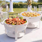 7QT White Chafing Dishes for Buffet, 2 Pack Maifanite-Coated Chafer in White