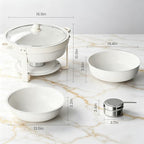 7QT White Chafing Dishes for Buffet, 2 Pack Maifanite-Coated Chafer in White, alternate view 2