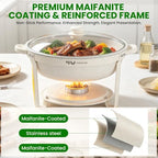 7QT White Chafing Dishes for Buffet, 2 Pack Maifanite-Coated Chafer in White, alternate view 3