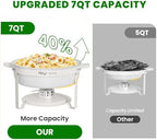 7QT White Chafing Dishes for Buffet, 2 Pack Maifanite-Coated Chafer in White, alternate view 4