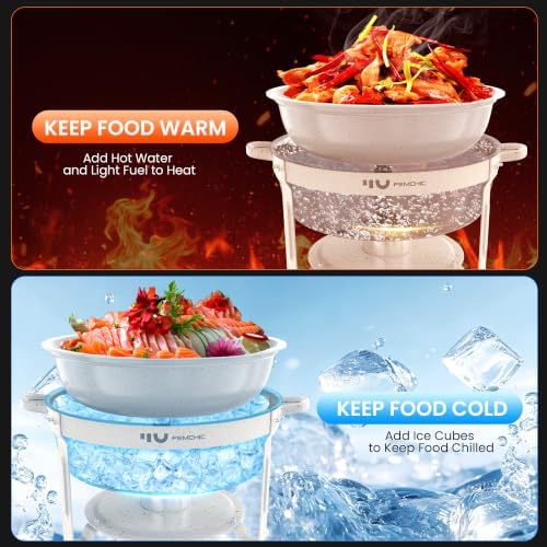 7QT White Chafing Dishes for Buffet, 2 Pack Maifanite-Coated Chafer in White, alternate view 5