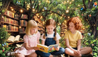 7X5ft Enchanted Forest Fairy Library Backdrop Fairy Tale Magic Bookshelf Green Garden Book Tree Floral Butterfly, alternate