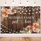 7x5ft Fall Wedding Backdrop Nothing Fancy Just Love Photography Background Rustic Fall Wedding Floral Brown Wood, alternate