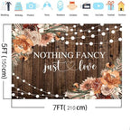 7x5ft Fall Wedding Backdrop Nothing Fancy Just Love Photography Background Rustic Fall Wedding Floral Brown Wood, alternate