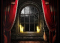 7X5FT Halloween Backdrop Haunted House Background Halloween Party Decoration Banner F82 in 7X5FT in Red