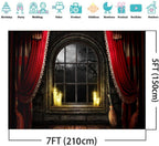 7X5FT Halloween Backdrop Haunted House Background Halloween Party Decoration Banner F82 in 7X5FT in Red, alternate view 2