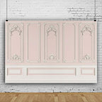 7x5ft Pink White Vintage Room Inside Backdrop European Frame Modern House French Castle Pink Wall Retro Style, alternate view