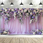 7x5ft Purple Lavender Floral Bridal Backdrop Wedding Flower Photography Backdrop for Girl Portrait Baby Shower, alternate