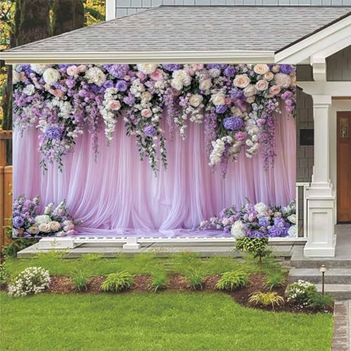 7x5ft Purple Lavender Floral Bridal Backdrop Wedding Flower Photography Backdrop for Girl Portrait Baby Shower, alternate