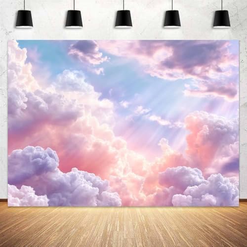 7X5FT Rainbow Cloud Backdrop for Birthday Party Decorations Colorful Sky Girl Birthday Backdrop Background for
