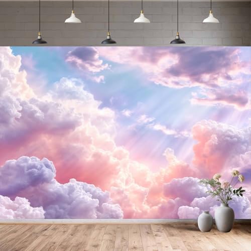 7X5FT Rainbow Cloud Backdrop for Birthday Party Decorations Colorful Sky Girl Birthday Backdrop Background for, alternate