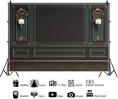 7x5ft Retro Room Inside Backdrop European Frame House Vintage Lantern French Castle Wall Artwork Background, alternate view 2
