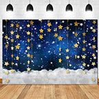7x5ft Twinkle Little Star Backdrops Navy Blue Gold Stars with Clouds Photography Background for Baby Shower, alternate view 7