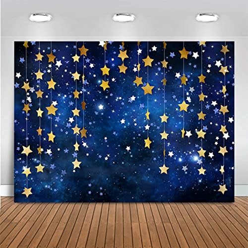 7x5ft Twinkle Twinkle Little Star Backdrops Navy Blue Galaxy Starry Night Gold Stars Photography Background for, alternate