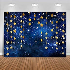 7x5ft Twinkle Twinkle Little Star Backdrops Navy Blue Galaxy Starry Night Gold Stars Photography Background for, alternate
