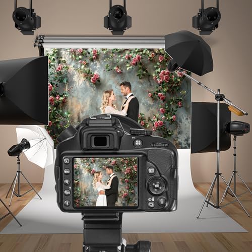 7x5ft Vinyl Old Floral Wall Photography Background Retro Texture Wall Grain Pink Rose Fairytale Birthday, alternate view 3