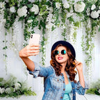 7x5ft Wedding Backdrop White Flowers Green Vines Rustic Wood Wall Photography Background Bridal Shower Birthday, alternate