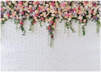 7X5FT White Brick with Flowers Backdrop Occasions Mother's Day Wedding Bridal Shower Birthday Party Banner