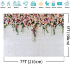 7X5FT White Brick with Flowers Backdrop Occasions Mother's Day Wedding Bridal Shower Birthday Party Banner, alternate view 5