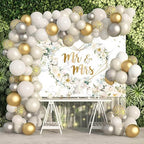 7x5ft White Floral Mr and Mrs Floral Bridal Shower Backdrop in 7x5ft in White, alternate view 2