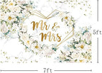 7x5ft White Floral Mr and Mrs Floral Bridal Shower Backdrop in 7x5ft in White, alternate view 3