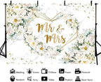 7x5ft White Floral Mr and Mrs Floral Bridal Shower Backdrop in 7x5ft in White, alternate view 4