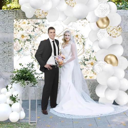 7x5ft White Floral Mr and Mrs Floral Bridal Shower Backdrop in 7x5ft in White, alternate view 5