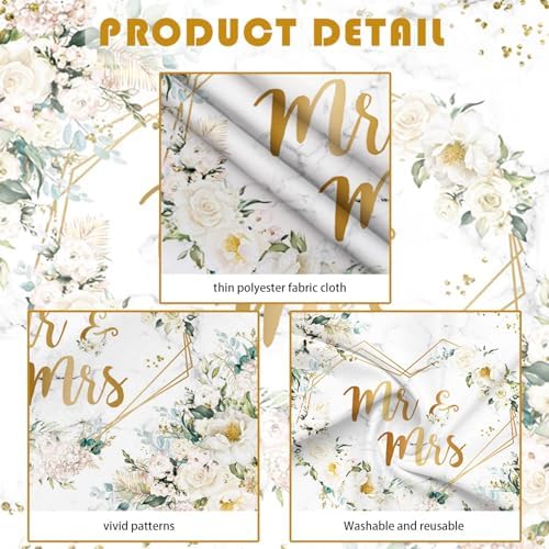 7x5ft White Floral Mr and Mrs Floral Bridal Shower Backdrop in 7x5ft in White, alternate view 6