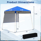 7x7 FT Pop Up Canopy with Center Lock & Sidewall, Blue in 7x7 FT in Blue, alternate view 6