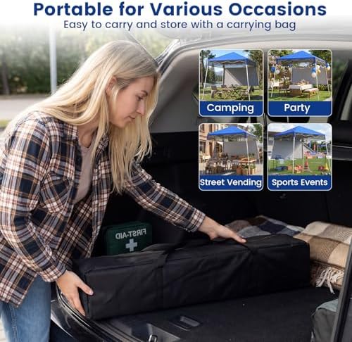 7x7 FT Pop Up Canopy with Center Lock & Sidewall, Blue in 7x7 FT in Blue, alternate view 7