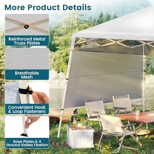 7x7 FT Pop Up Canopy with Center Lock & Sidewall, White in 7x7 FT in White, alternate view 4