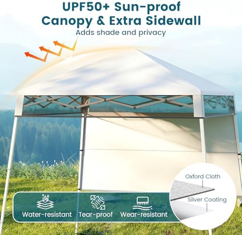 7x7 FT Pop Up Canopy with Center Lock & Sidewall, White in 7x7 FT in White, alternate view 5