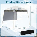 7x7 FT Pop Up Canopy with Center Lock & Sidewall, White in 7x7 FT in White, alternate view 6