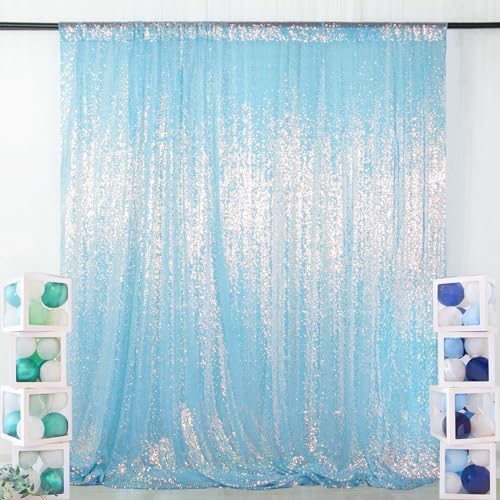 7x7FT Iridescent Aqua Sequin Backdrop - Sparkling Photography Background for Weddings, Birthdays, Parties, alternate view 2