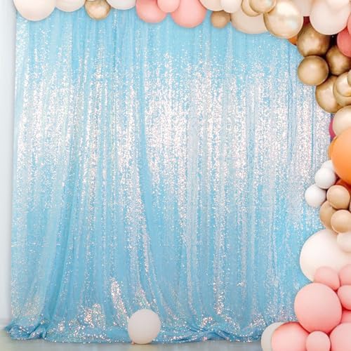 7x7FT Iridescent Aqua Sequin Backdrop - Sparkling Photography Background for Weddings, Birthdays, Parties, alternate view 5