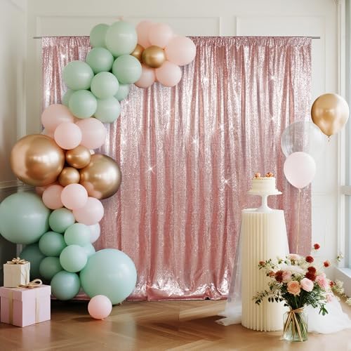 7x7ft Rose Gold Sequin Backdrop for Photography Shimmer in 7FT x 7FT in Rose Gold, alternate view 2