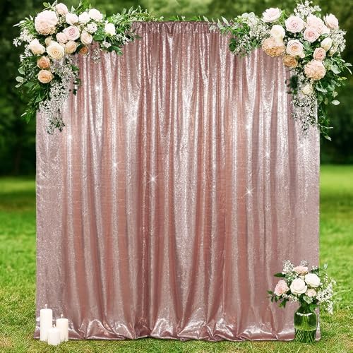 7x7ft Rose Gold Sequin Backdrop for Photography Shimmer in 7FT x 7FT in Rose Gold, alternate view 4