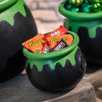 8" - 15" Black Plastic Cauldrons with Green Ooze Rim - 3 Pc., alternate view 2