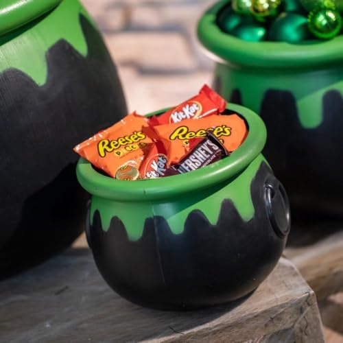 8" - 15" Black Plastic Cauldrons with Green Ooze Rim - 3 Pc., alternate view 2