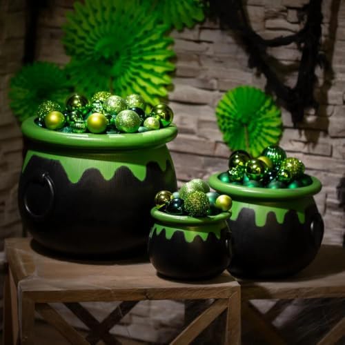 8" - 15" Black Plastic Cauldrons with Green Ooze Rim - 3 Pc., alternate view 3