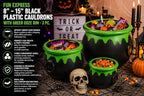 8" - 15" Black Plastic Cauldrons with Green Ooze Rim - 3 Pc., alternate view 4