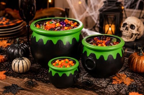 8" - 15" Black Plastic Cauldrons with Green Ooze Rim - 3 Pc., alternate view 5