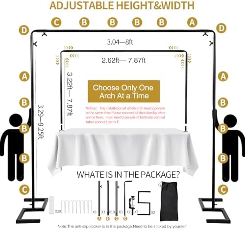 8.2 FT Wedding Arch Square Backdrop Stand Extra Clamps to Table Rod Frame, alternate view 3