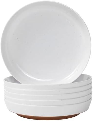 8.25" Melamine Deep Plates Set of 6-28oz Melamine Large Salad Bows, Serving Bowls for Cereal, Fruit, Soup, Deep