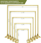 8.2FT Backdrop Stand, Square Wedding Arch & Balloon Stand, Gold in Gold, alternate view 3
