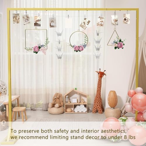8.2FT Backdrop Stand, Square Wedding Arch & Balloon Stand, Gold in Gold, alternate view 4