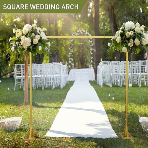 8.2FT Backdrop Stand, Square Wedding Arch & Balloon Stand, Gold in Gold, alternate view 5