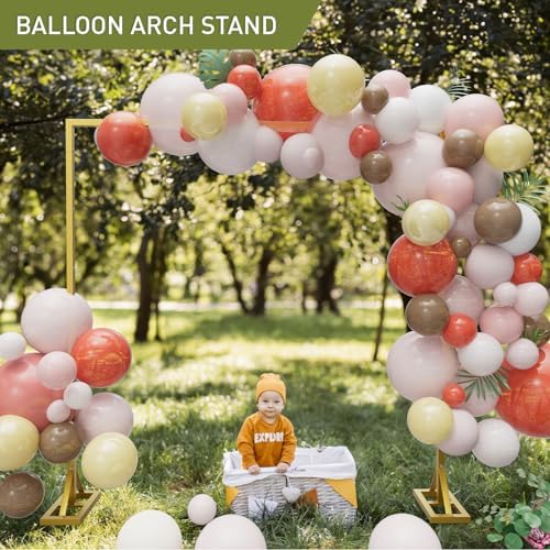 8.2FT Backdrop Stand, Square Wedding Arch & Balloon Stand, Gold in Gold, alternate view 6