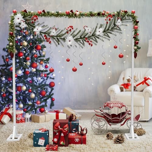 8.2FT Backdrop Stand, Square Wedding Arch & Balloon Stand, White in White, alternate view 6